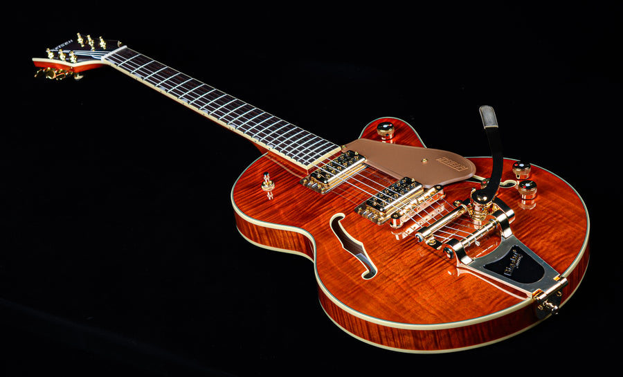 Gretsch Electromatic Ltd Flame Okoume Broadkaster Jr Single-Cut with Bigsby - Roundup Orange Stain