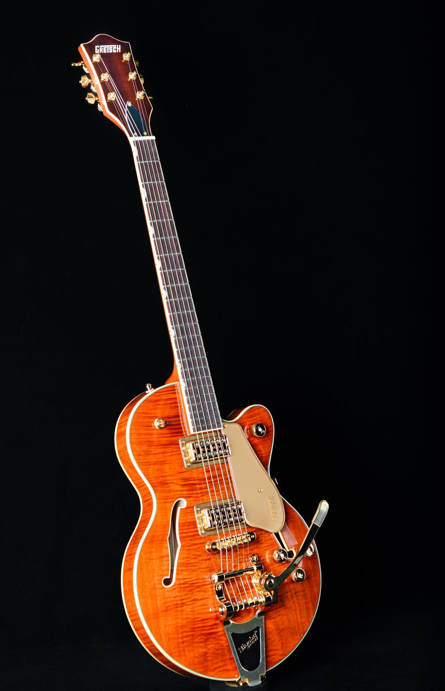 Gretsch Electromatic Ltd Flame Okoume Broadkaster Jr Single-Cut with Bigsby - Roundup Orange Stain